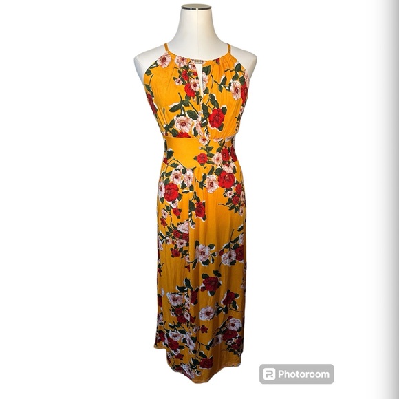 NWT Gorgeous Tropical Orange Floral Anna Morgan Maxi Dress size Small 🧡 - Picture 3 of 14